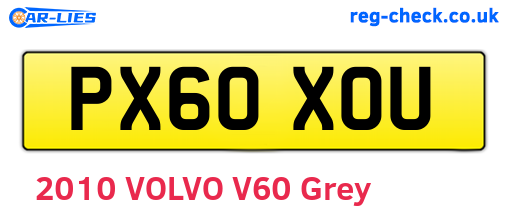PX60XOU are the vehicle registration plates.