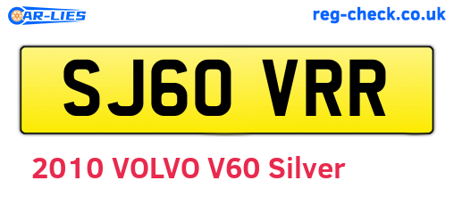 SJ60VRR are the vehicle registration plates.