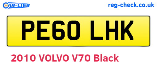 PE60LHK are the vehicle registration plates.