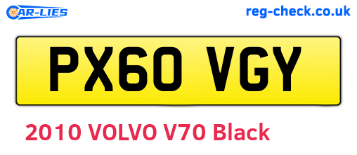 PX60VGY are the vehicle registration plates.
