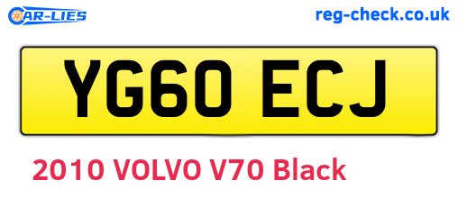 YG60ECJ are the vehicle registration plates.
