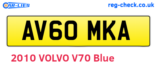 AV60MKA are the vehicle registration plates.