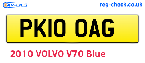 PK10OAG are the vehicle registration plates.