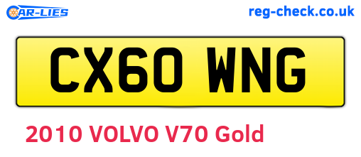 CX60WNG are the vehicle registration plates.