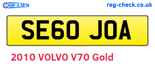SE60JOA are the vehicle registration plates.