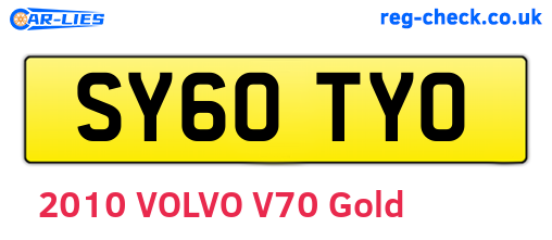 SY60TYO are the vehicle registration plates.