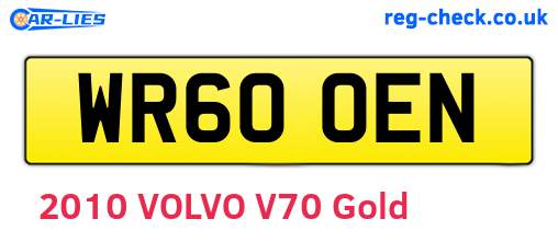 WR60OEN are the vehicle registration plates.