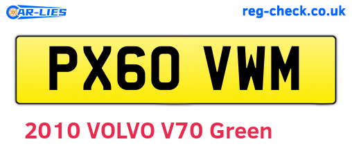 PX60VWM are the vehicle registration plates.