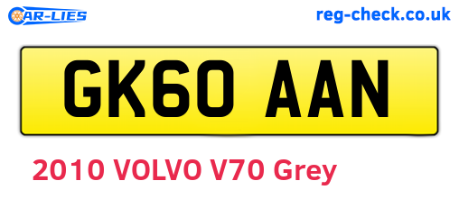 GK60AAN are the vehicle registration plates.