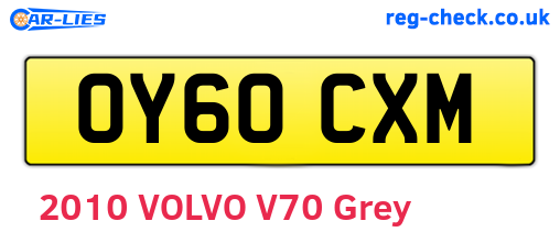 OY60CXM are the vehicle registration plates.