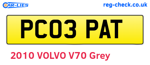 PC03PAT are the vehicle registration plates.