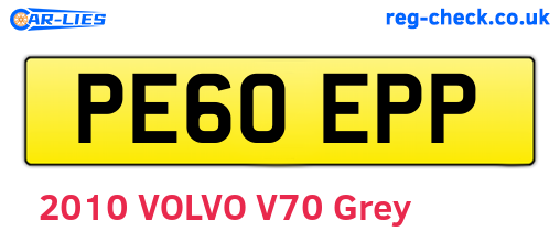 PE60EPP are the vehicle registration plates.