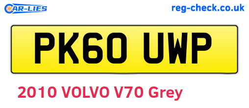PK60UWP are the vehicle registration plates.