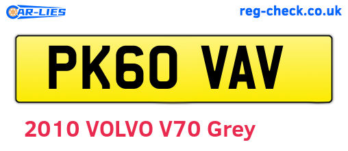 PK60VAV are the vehicle registration plates.