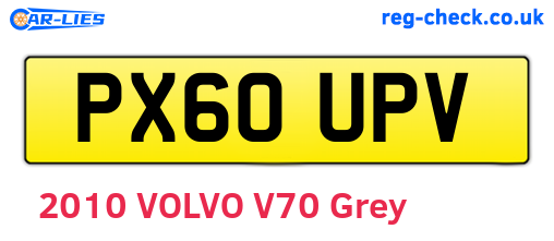 PX60UPV are the vehicle registration plates.