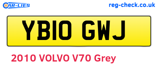 YB10GWJ are the vehicle registration plates.