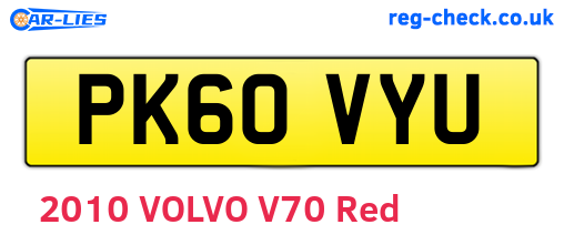 PK60VYU are the vehicle registration plates.