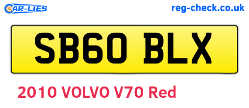 SB60BLX are the vehicle registration plates.