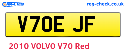 V70EJF are the vehicle registration plates.
