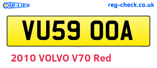 VU59OOA are the vehicle registration plates.