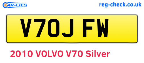 V70JFW are the vehicle registration plates.