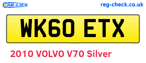 WK60ETX are the vehicle registration plates.