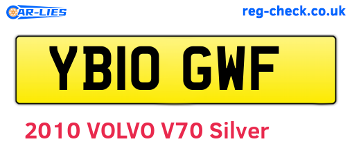 YB10GWF are the vehicle registration plates.