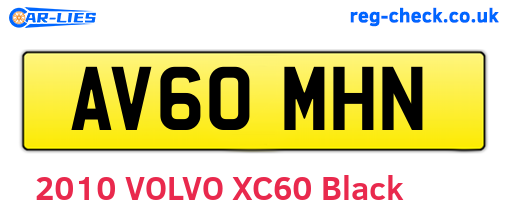 AV60MHN are the vehicle registration plates.