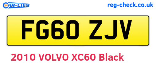 FG60ZJV are the vehicle registration plates.