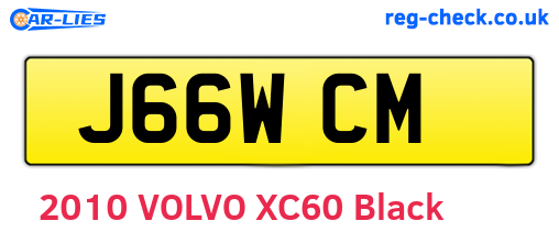 J66WCM are the vehicle registration plates.