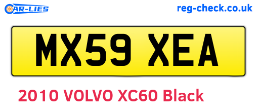 MX59XEA are the vehicle registration plates.