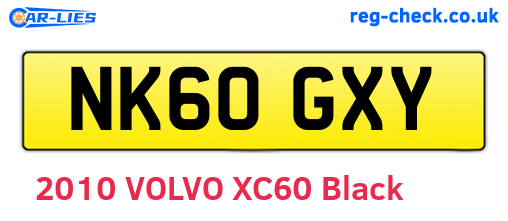 NK60GXY are the vehicle registration plates.