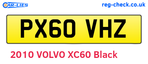 PX60VHZ are the vehicle registration plates.