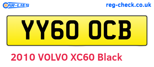 YY60OCB are the vehicle registration plates.