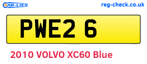 PWE26 are the vehicle registration plates.