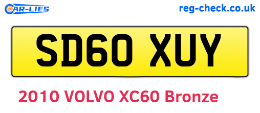 SD60XUY are the vehicle registration plates.
