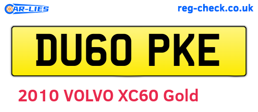 DU60PKE are the vehicle registration plates.