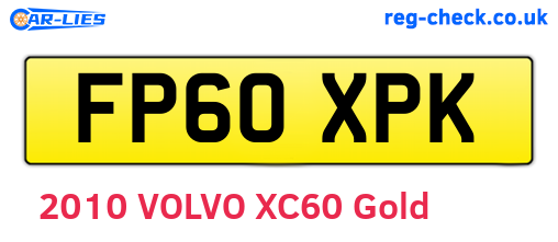 FP60XPK are the vehicle registration plates.