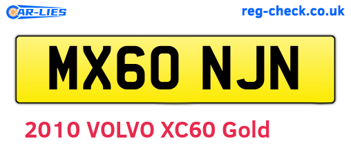 MX60NJN are the vehicle registration plates.
