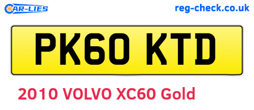 PK60KTD are the vehicle registration plates.