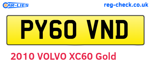 PY60VND are the vehicle registration plates.
