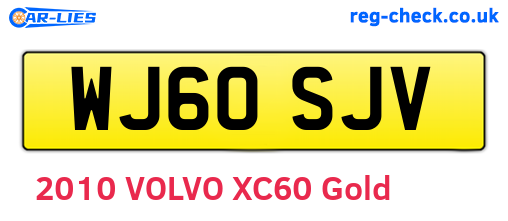 WJ60SJV are the vehicle registration plates.