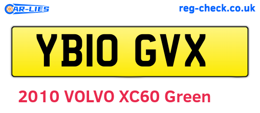 YB10GVX are the vehicle registration plates.