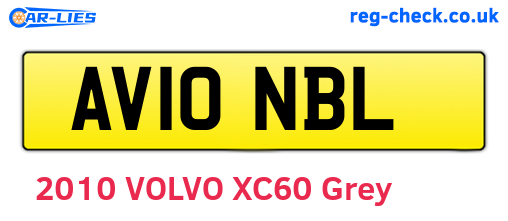 AV10NBL are the vehicle registration plates.