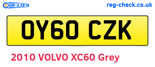 OY60CZK are the vehicle registration plates.