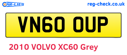 VN60OUP are the vehicle registration plates.