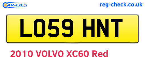 LO59HNT are the vehicle registration plates.