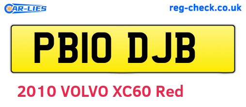 PB10DJB are the vehicle registration plates.