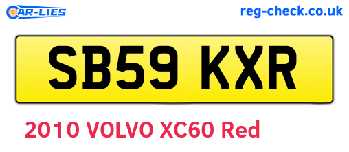 SB59KXR are the vehicle registration plates.