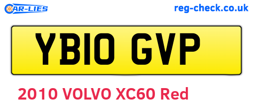 YB10GVP are the vehicle registration plates.